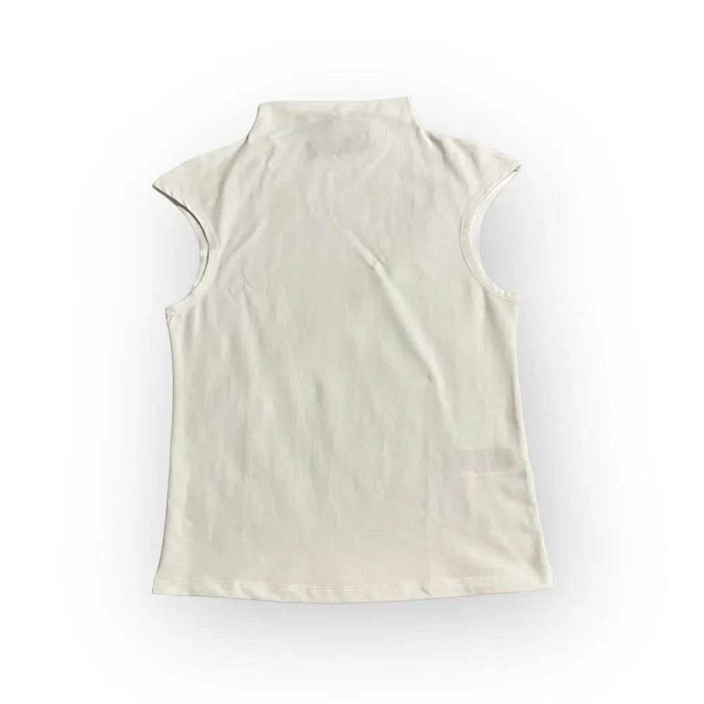 .Crew Fitted Mockneck Tank Top Women's XS White Stretch Cotton Blend NWT